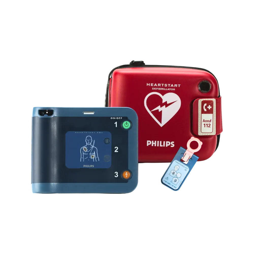 Philips HeartStart FRx Halbautomat mit Tasche und Kinderschlüssel Philips HeartStart FRx mit Tasche und Kinderschlüssel