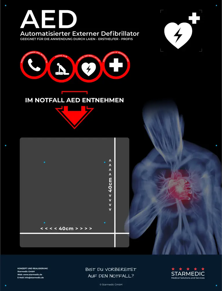 Starmedic AED Hinweistafel Basic IIA