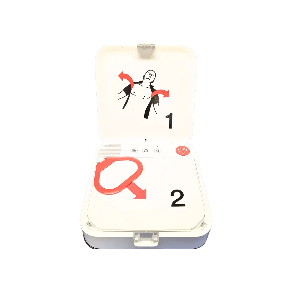 Physio Control LIFEPAK CR2 AED Trainer mit Handgriff Physio Control LIFEPAK CR2 AED Trainer mit Handgriff offen
