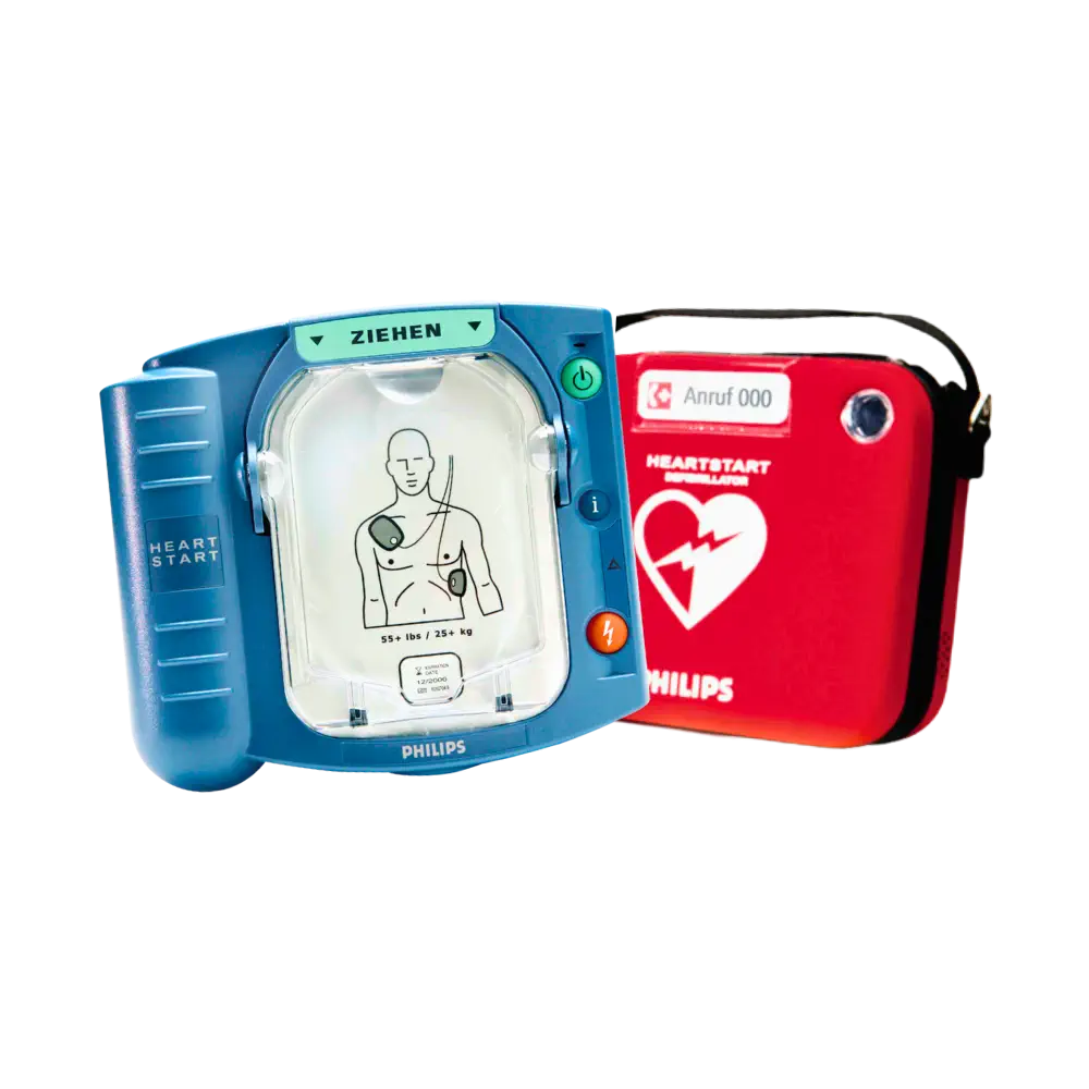 Philips HeartStart HS1 Defibrillator Halbautomat mit Slim Tasche Philips HeartStart HS1 Defibrillator Halbautomat mit Slim-Tasche
