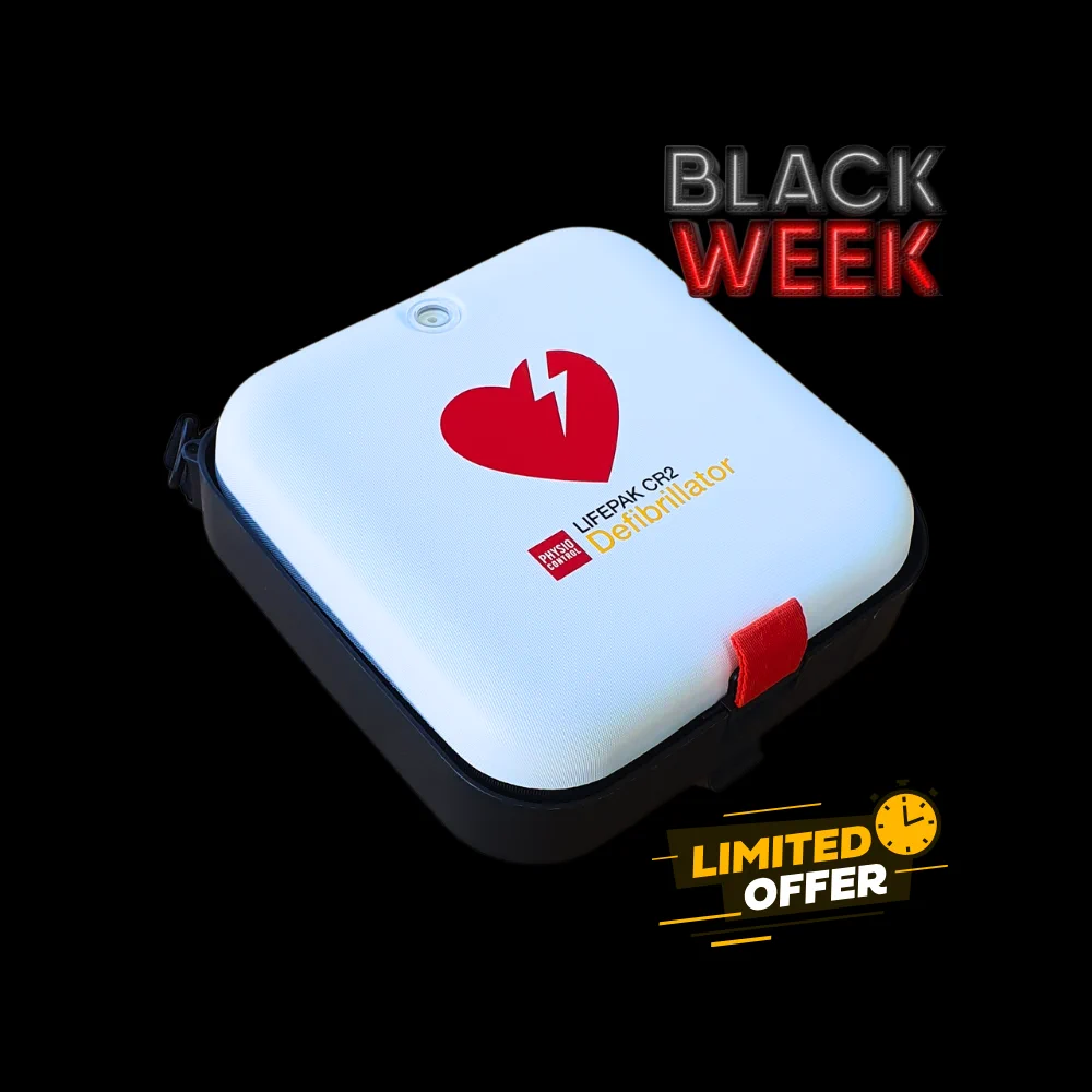 Physio Control LIFEPAK CR2 AED Vollautomat mit Tasche 2 Sprachen DE/EN diagonal Black Deal