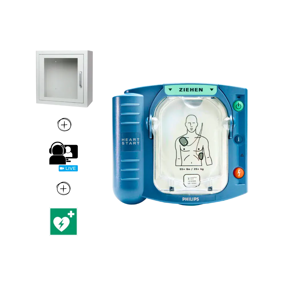 Philips HeartStart HS1 Defibrillator Halbautomat mit Slim-Tasche Bundle Indoor