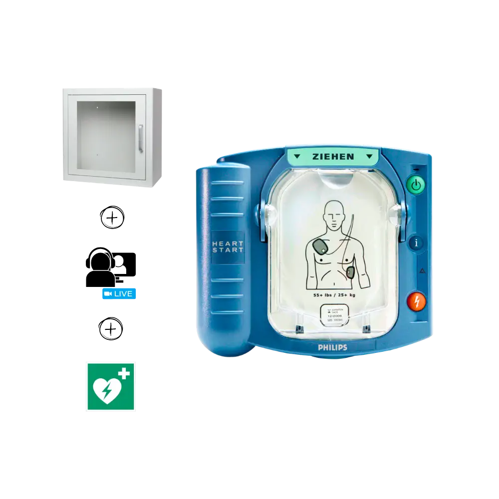 Philips HeartStart HS1 Defibrillator Halbautomat mit Slim Tasche Bundle Philips HeartStart HS1 Defibrillator Halbautomat mit Slim-Tasche Bundle Indoor