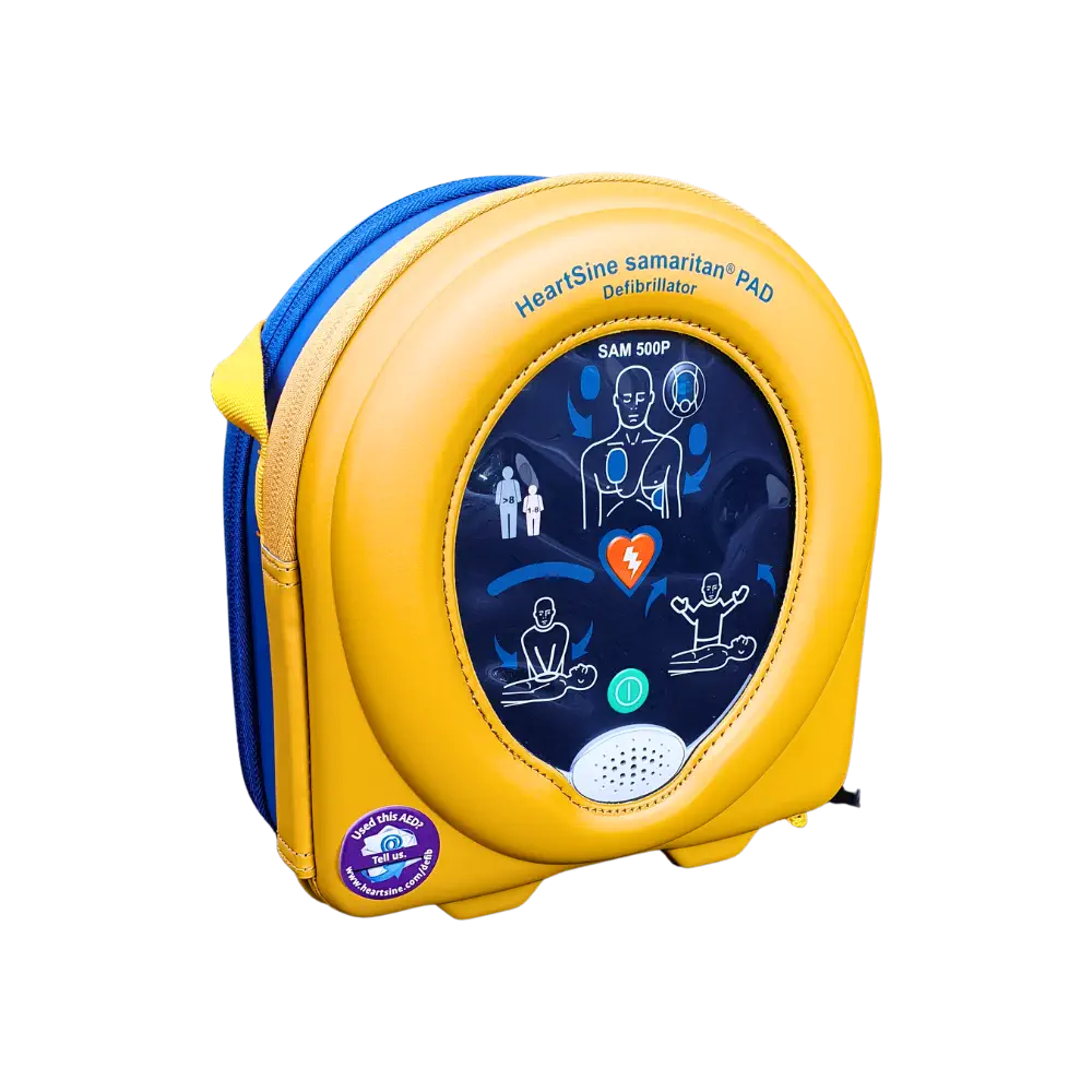 HeartSine samaritan PAD 350P Halbautomat HeartSine samaritan Multifunktions Doppel Schutz- und Zubehörtasche gelb/blau