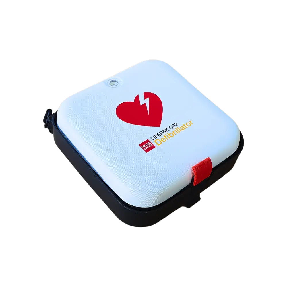 Physio Control LIFEPAK CR2 AED Vollautomat mit Tasche Bundle Physio Control LIFEPAK CR2 AED Vollautomat mit Tasche 2 Sprachen DE/EN diagonal